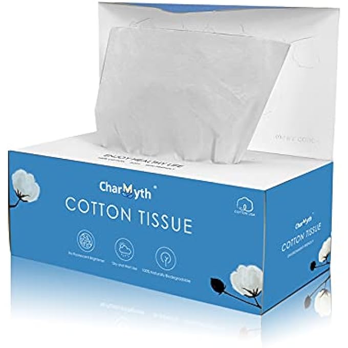 Charmyth COTTON TISSUES FOR FACE UNSCENTED SOFT CLEANSING COTTON USA DISPOSABLE FACE TOWEL DRY WIPES FOR BABY FOR SENSITIVE SKIN FACIAL COTTON TISSUE - Image 1
